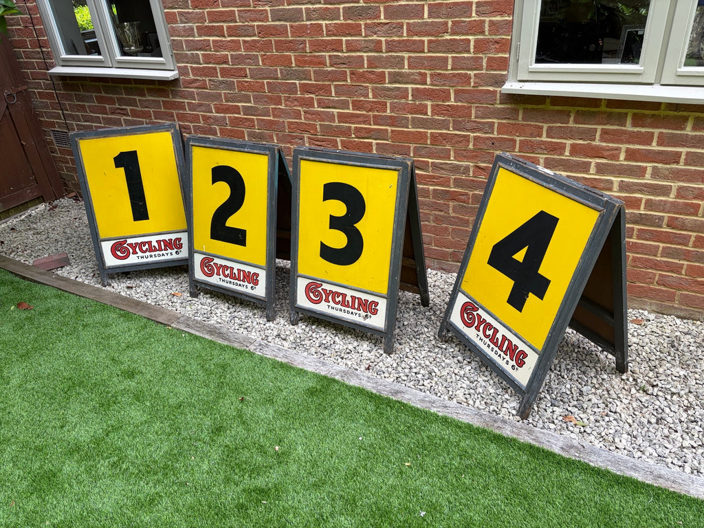 A complete set of Cycling Magazine sponsored Velodrome lap boards
