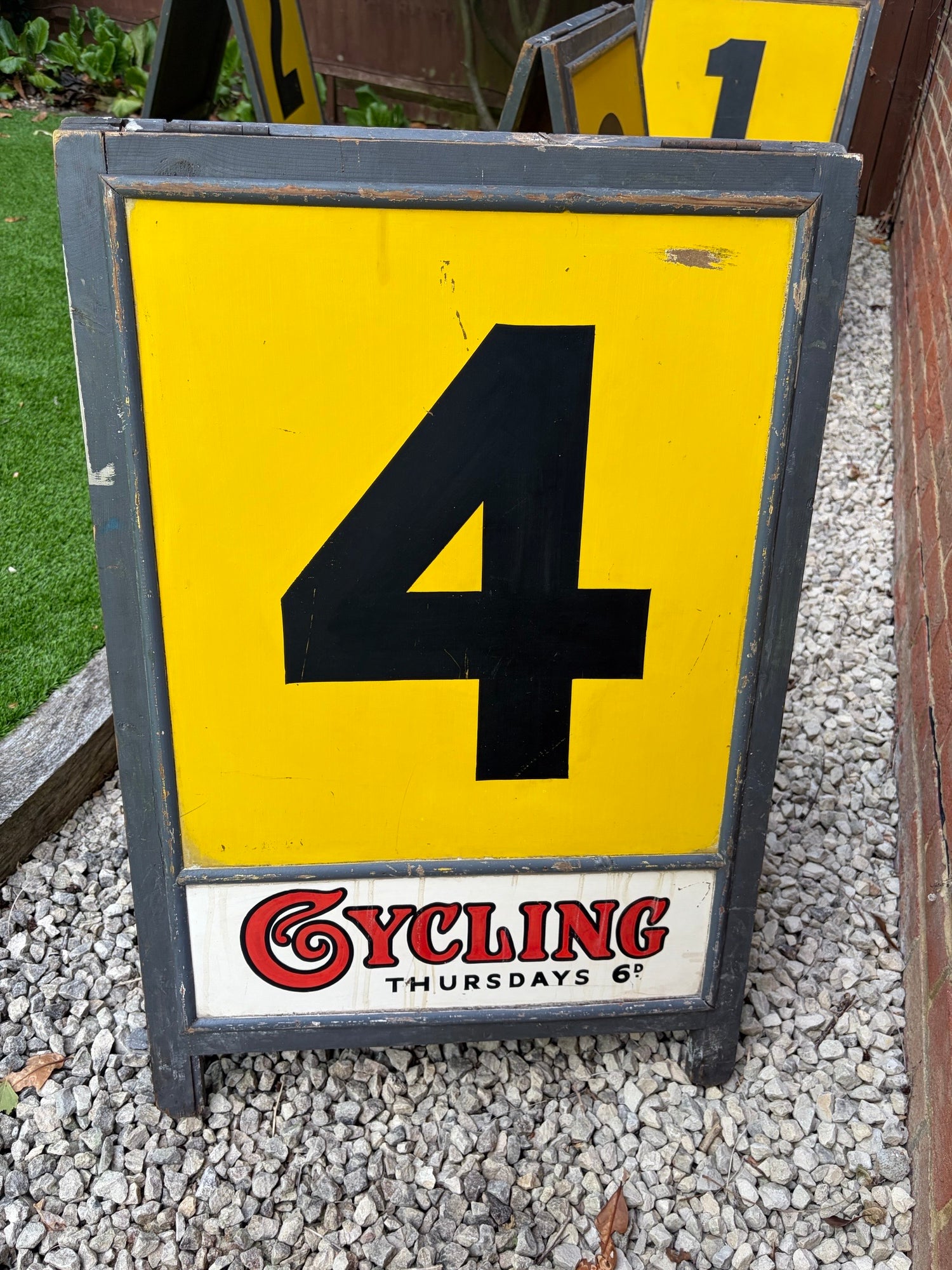 A complete set of Cycling Magazine sponsored Velodrome lap boards